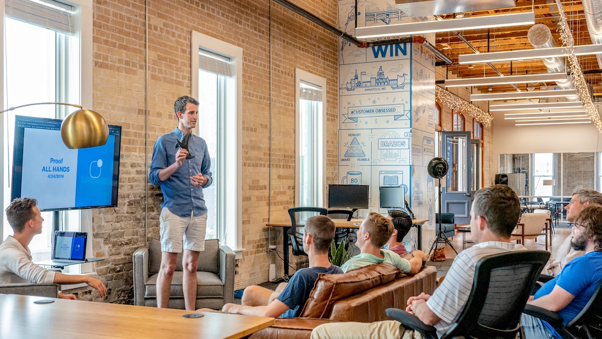 Team collaborating on a lead generation strategy